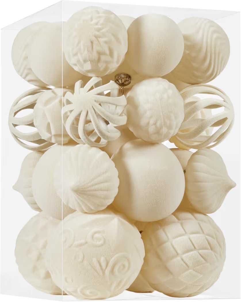 30pcs Velvet Christmas Ball Ornaments, Flocked Shatterproof Christmas Ornaments Hanging Xmas Tree... | Amazon (US)