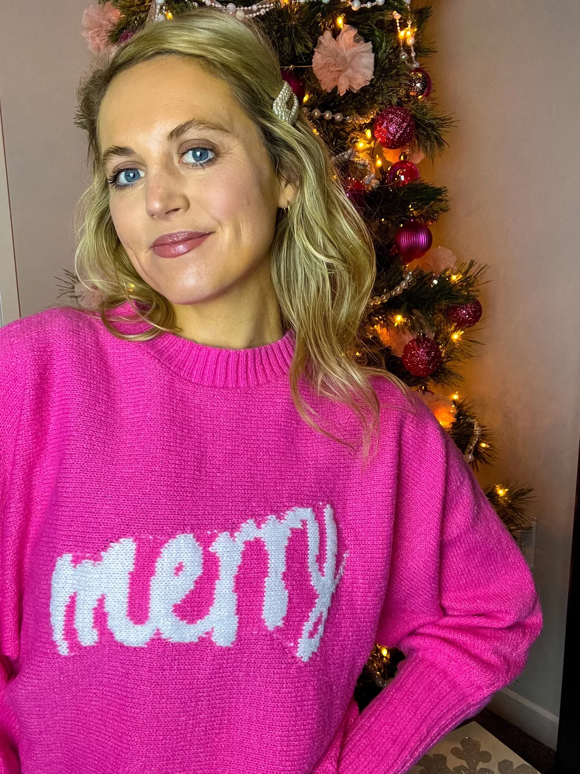 Time For Cozy Sweater in Hot Pink