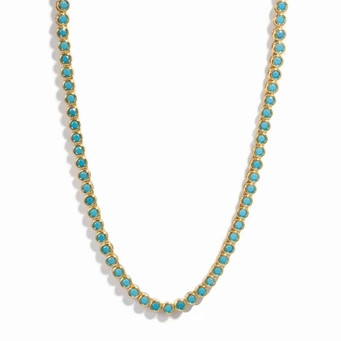 Gold Turquoise Bezel Tennis Necklace | Sea Marie Designs