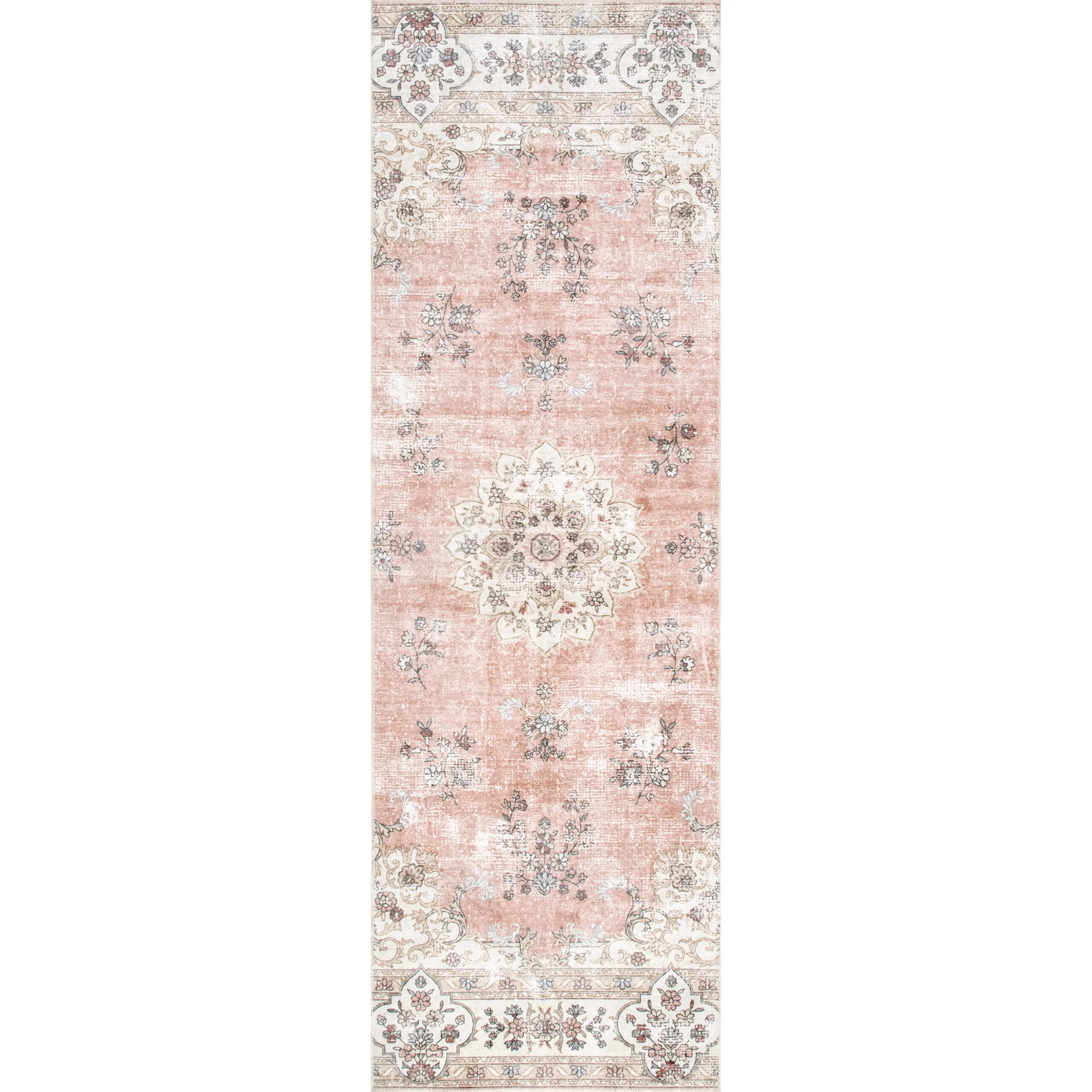 nuLOOM Ren Machine Washable Vintage Floral Runner Rug, 2' 6" x 8', Peach - Walmart.com | Walmart (US)