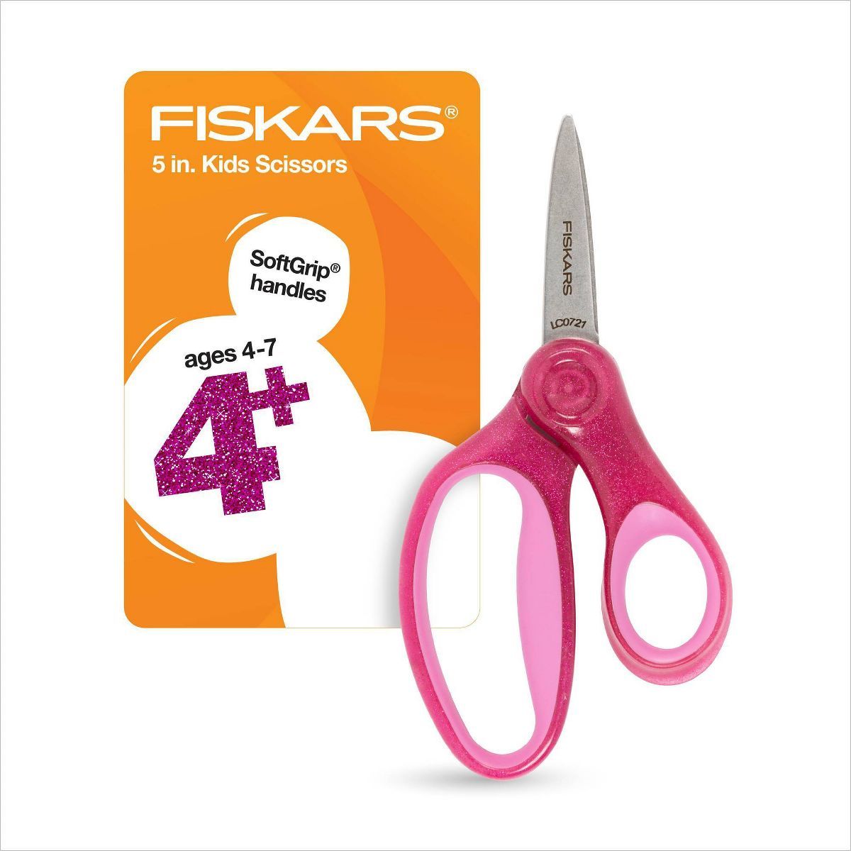 Fiskars 5" Sparkle SoftGrip Point Kids' Scissors Pink | Target