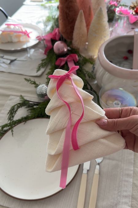 DIY tree shape napkin for Christmas party 

#LTKHoliday #LTKSeasonal #LTKparties