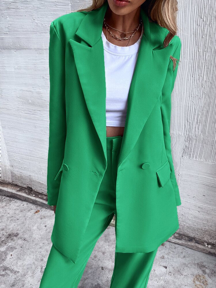 Double Button Lapel Collar Blazer | SHEIN