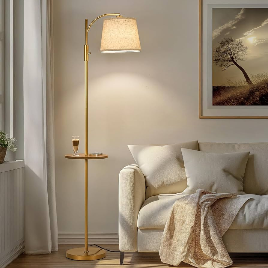 AIDENOEY Fully Dimmable Floor Lamp for Living Room，Standing Lamp Rotary Switch with Table&Linen... | Amazon (US)