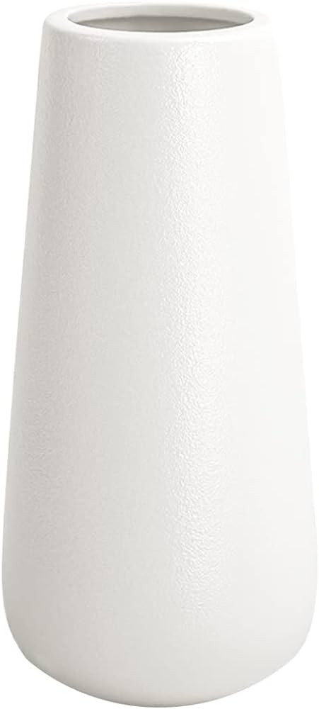 11 Inch Tall Matt White Ceramic Vase for Flowers & Pampas Grass, Classic Rustic Style Decorative ... | Amazon (US)