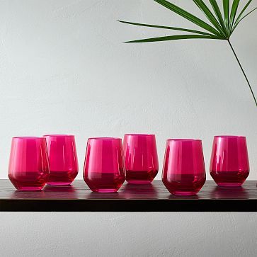 Estelle Colored Glass Stemless Wine Glass (Set of 6) | West Elm | West Elm (US)