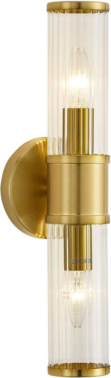 Linour Wall Sconces Lighting for Bathroom Living Room Gold Morden Vanity Lights Fixture with Glas... | Amazon (US)