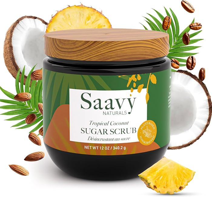 Saavy Naturals Body Scrub - Scented Sugar Coconut Exfoliator, Natural Body Scrub & Vegan Exfoliat... | Amazon (US)