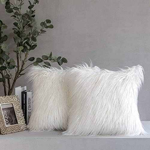 Phantoscope Pack of 2 Faux Fur Throw Pillow Covers Cushion Covers Luxury Soft Decorative Pillowca... | Amazon (US)