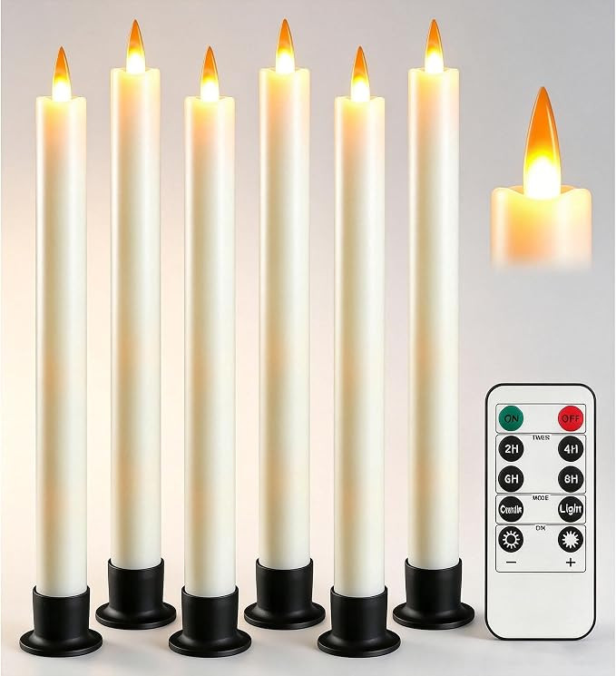 Da by 6 Flameless Window Candles with Remote Controller & Timer, LED Cone Stick Candle, Free 6 Bl... | Amazon (US)