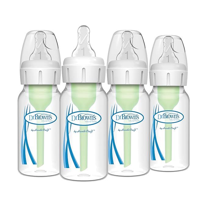Dr. Brown's Natural Flow Anti-Colic Options+ Narrow Baby Bottles 4 oz/120 mL (Pack of 4), with Le... | Amazon (US)