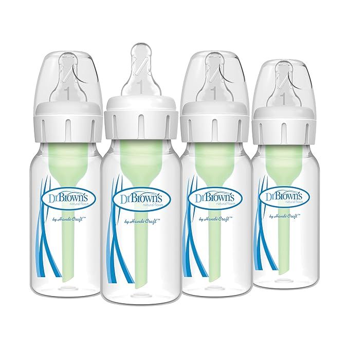 Dr. Brown's Natural Flow Anti-Colic Options+ Narrow Baby Bottle, 4 oz/120 mL, with Level 1 Slow F... | Amazon (US)