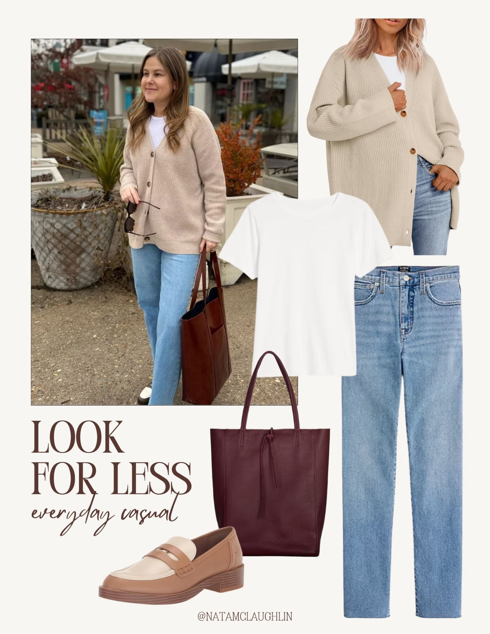 Everyday casual look for less! I sourced similar affordable options to recreate this look on a budget  

#LTKStyleTip #LTKSeasonal #LTKFindsUnder50