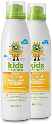 Babyganics SPF 50 Kids Mineral Sunscreen Continuous Spray, Totally Tropical | UVA UVB Protection ... | Amazon (US)
