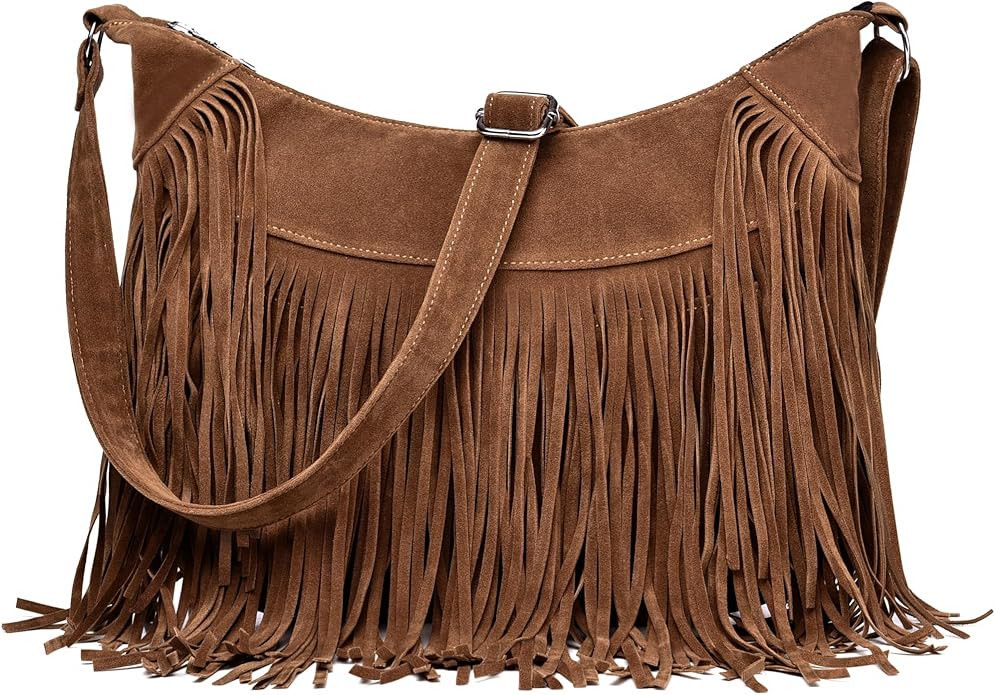 Fringe Hobo Bags for Women Vintage Suede Crossbody Bag Hippie Western Cowgirl Purses Tassel Shoul... | Amazon (US)