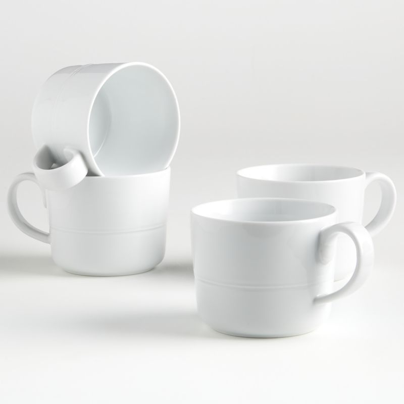 Hue White Mugs, Set of 4 + Reviews | Crate and Barrel | Crate & Barrel