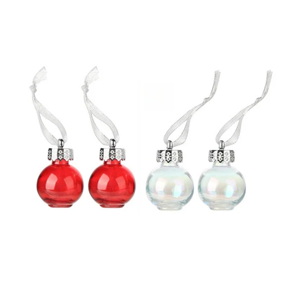 Holiday Time Ornament Shot Glass Clear Iridescent and Red, 4 Pack | Walmart (US)
