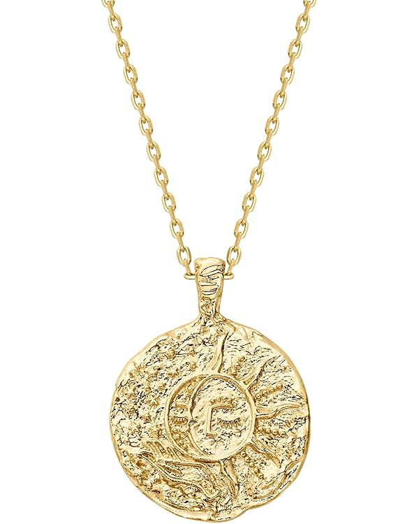 PAVOI 14K Gold Plated Engraved Coin Pendant Necklaces for Women | Byzantine Coin Pendants | Bohem... | Amazon (US)