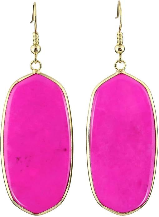SUNYIK Women's Stone Crystal Dangle Drop Earrings, Oval Shape | Amazon (US)