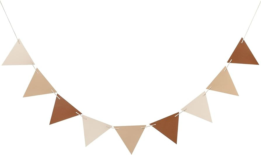 6 Feet Boho Pennant Banner Triangle Flag PU Bunting Brown Nursery Decor Boho Baby Shower Decorati... | Amazon (US)