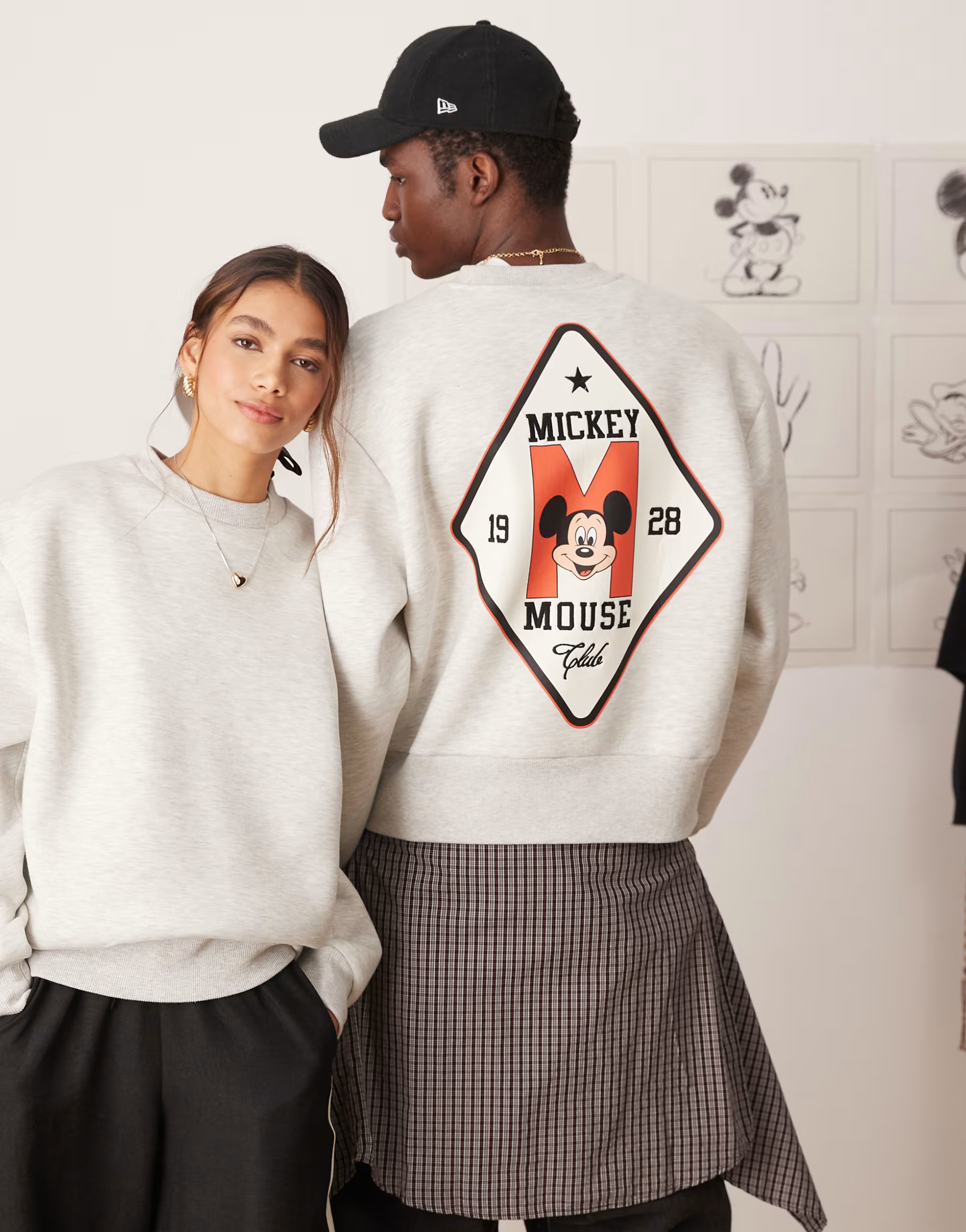 ASOS DESIGN Disney unisex boxy oversized heavyweight scuba-style fabric sweatshirt with Mickey Mo... | ASOS (Global)