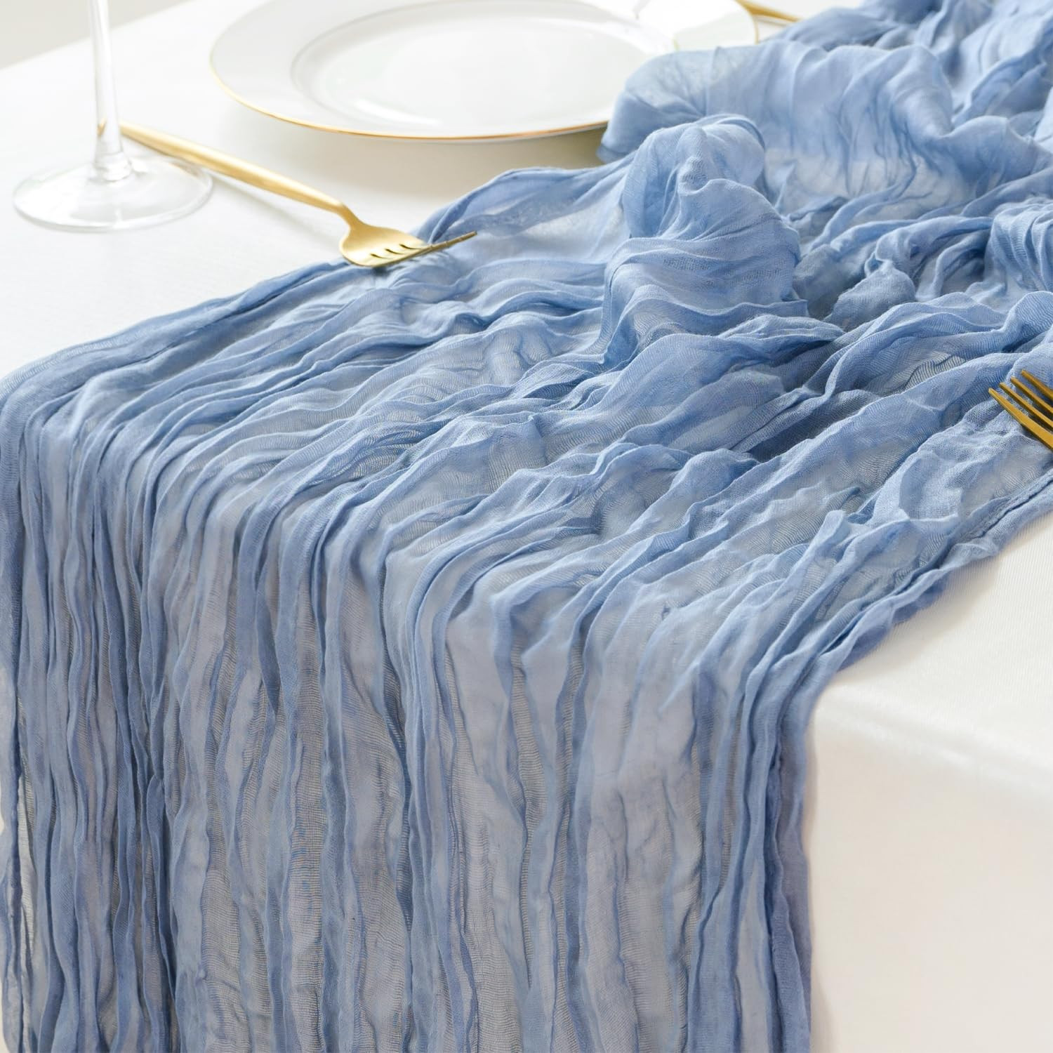 Sioloc 1 Pack Dusty Blue Cheesecloth Table Runner Spring Decor 10ft Boho Gauze Cheese Cloth Runne... | Amazon (US)