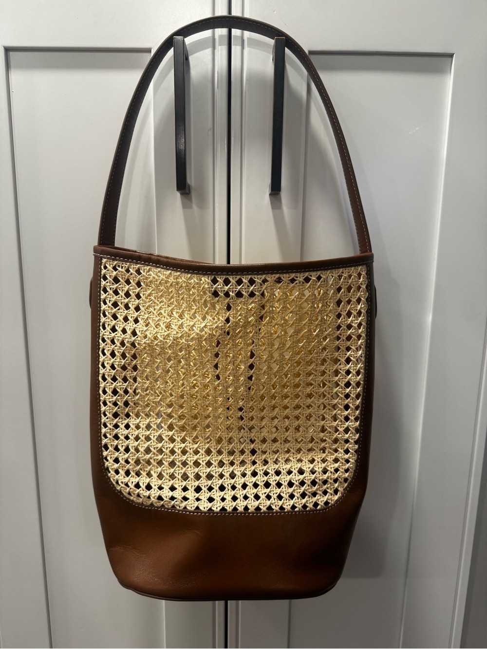 J Crew Berkeley Bucket Bag in faux raffia and leather NWT | Poshmark