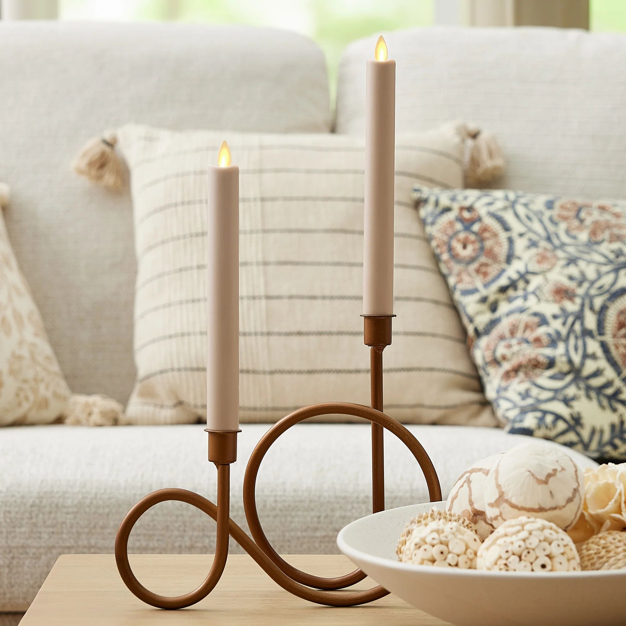 Set of 2 Timeless Taupe Flameless Candle Tapers | Luminara