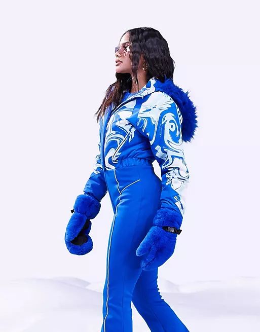 ASOS 4505 ski suit with blue swirl print | ASOS (Global)