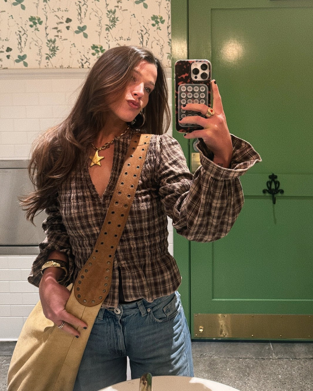 tagged everything I could from this outfit! Unfortunately, those Zara jeans I am wearing are not sold anymore, but also I can’t link Zara on here for some reason. PS the bracelets are going to say on Amazon that they’re frequently returned, but I don’t know why because they’re literally my favorite bracelets. I interchange all three of them all the time.