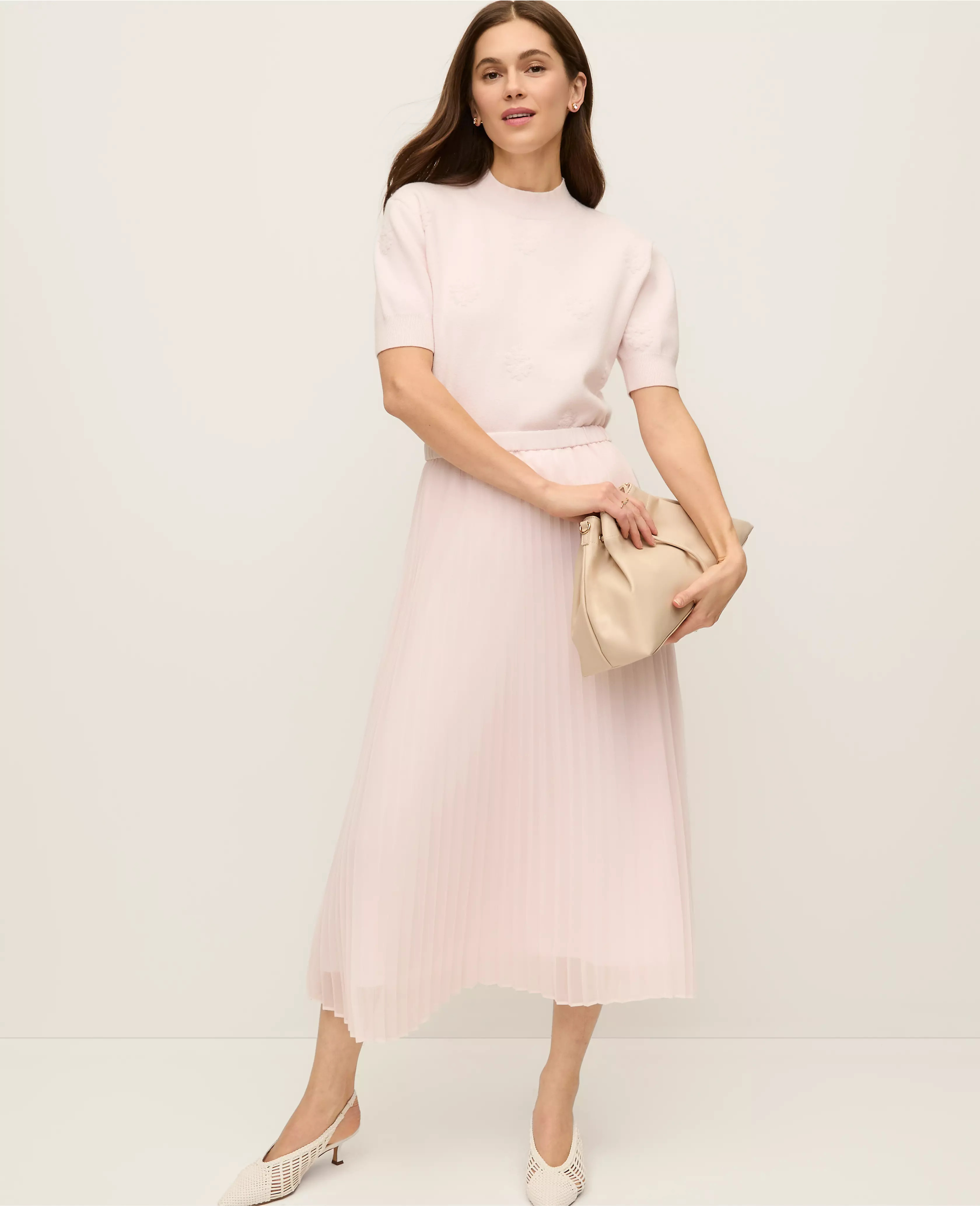 Chiffon Pleated Midi Skirt | Ann Taylor