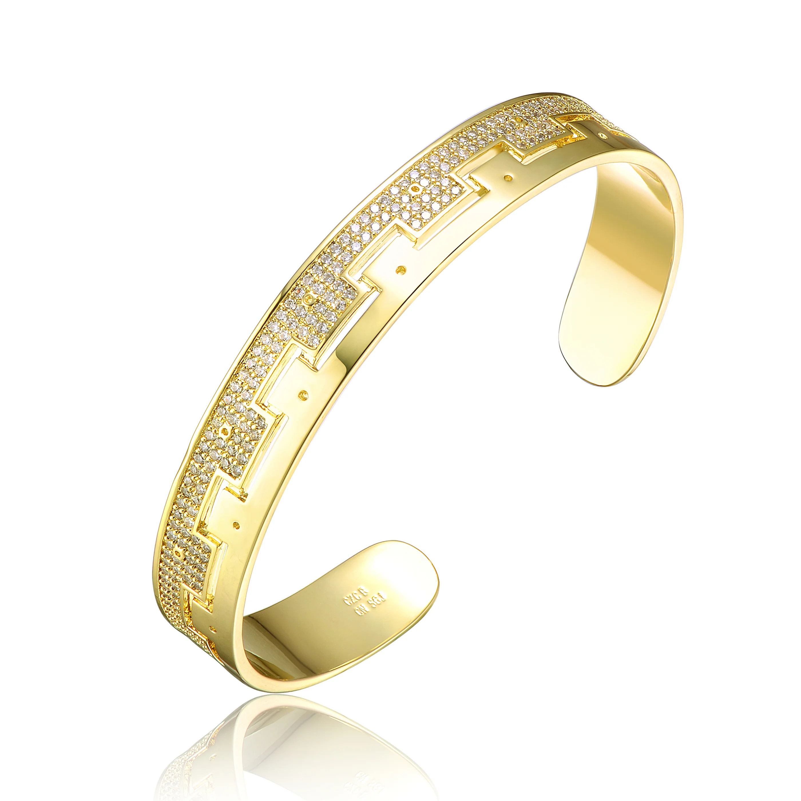 Rachel Glauber Gold Plated With Cubic Zirconias Cuff Bracelet | Shop Simon