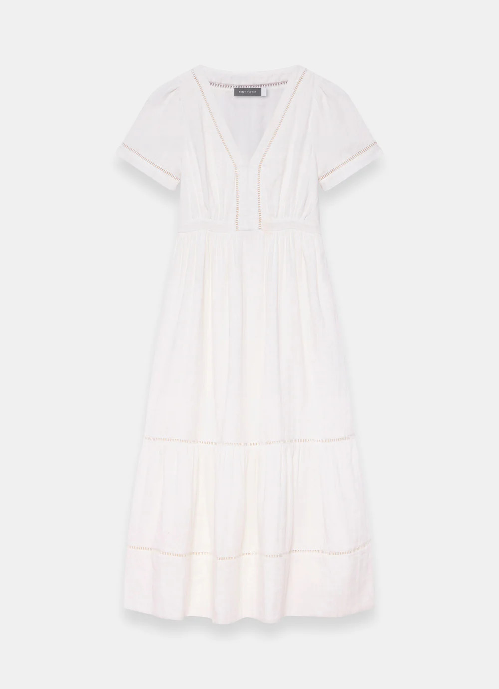 White Cotton Cheesecloth Midi Dress | Mint Velvet
