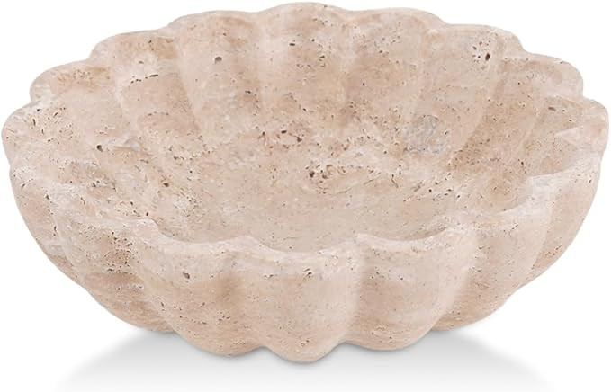 Earthern Crafts | 8-Inch Ruffle Bowl | Travertine – Handmade Decorative Piece, Scalloped Bowl f... | Amazon (US)