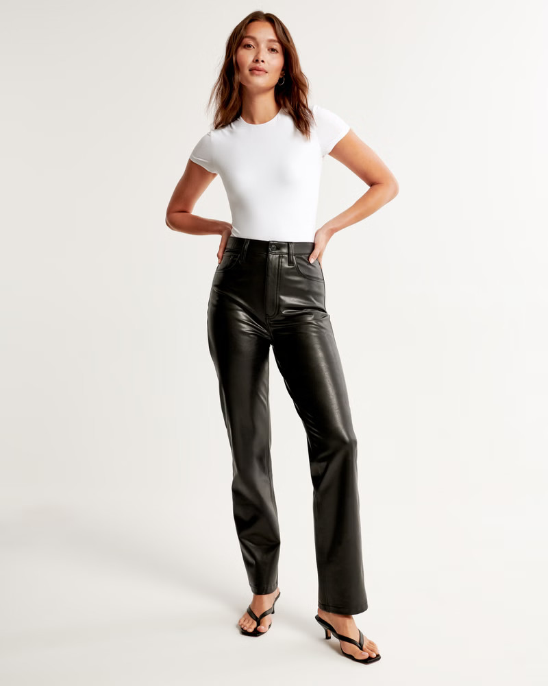 Vegan Leather 90s Straight Pant | Abercrombie & Fitch (US)