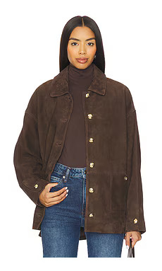ANINE BING Luca Suede Jacket in Deep Brown from Revolve.com | Revolve Clothing (Global)