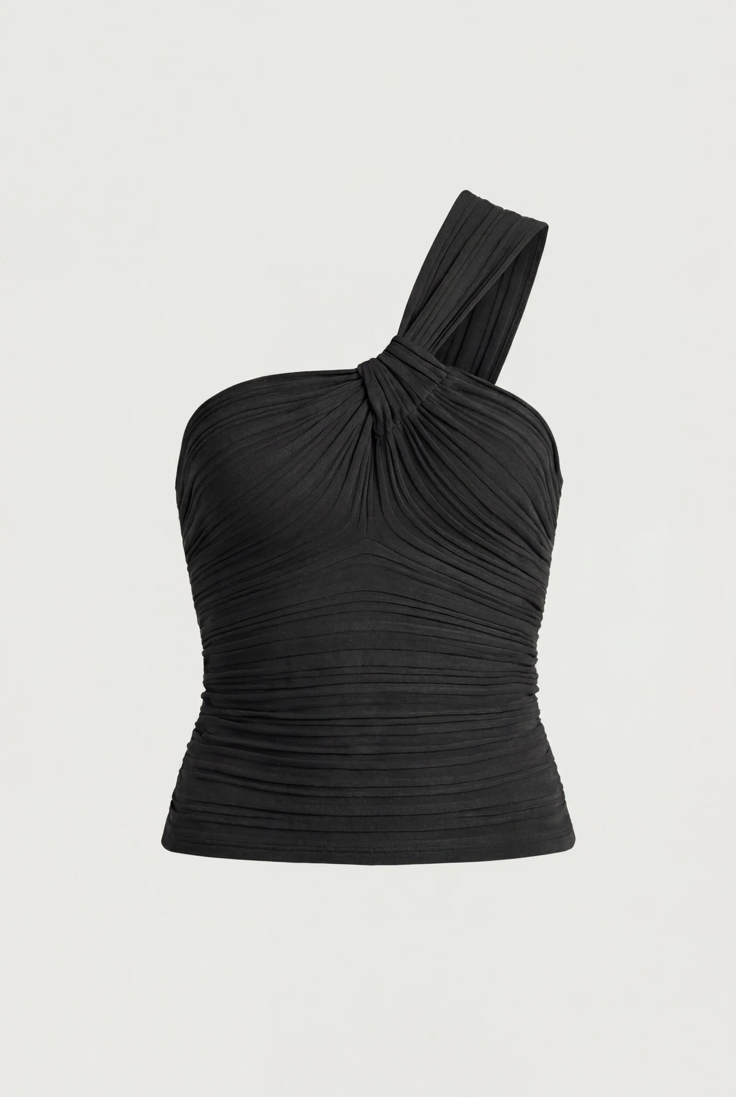 KNIT ONE SHOULDER TWIST FRONT TANK | OAK + FORT
