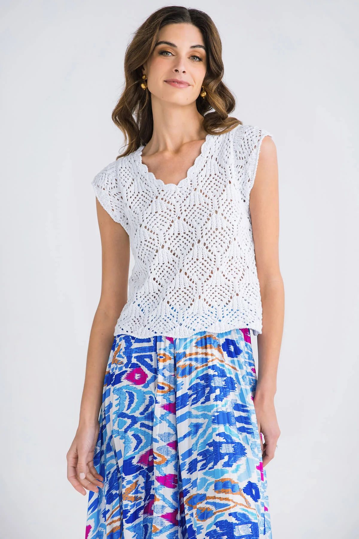 Elan Crochet Sleeveless Knit Top | Social Threads