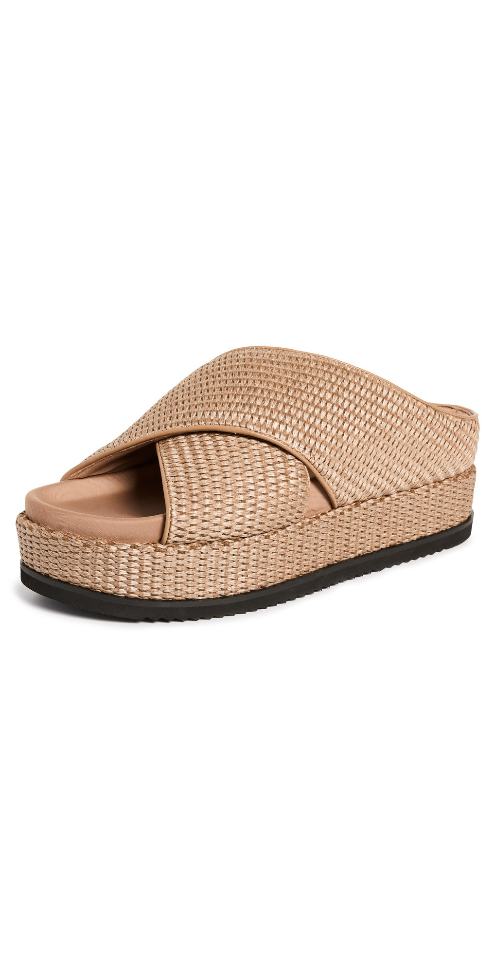 ROAM Cross Stack Raffia Platform Slides Natural 10 | Shopbop