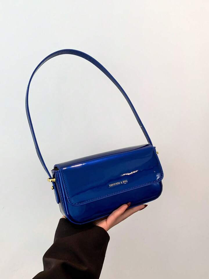 Clean Color Minimalistic Elegant Trendy New Style Patent Leather Small Square Bag For School, Wor... | SHEIN