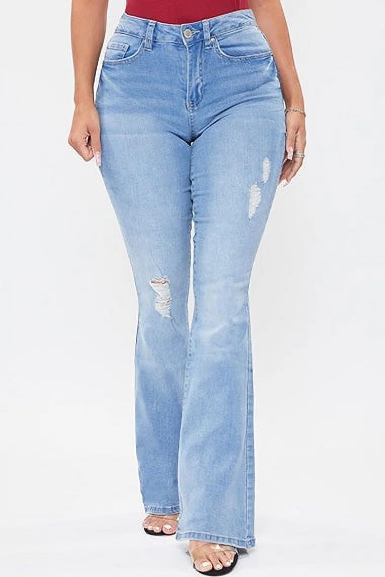 YMI Junior's Classic High Rise Flare Bell Bottom Jeans - Tall Long Inseam 34'' | Walmart (US)