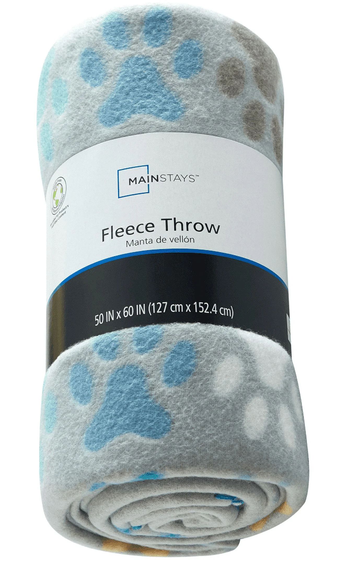 Mainstays Gray Paw Fleece Throw Blanket 50" x 60" | Walmart (US)