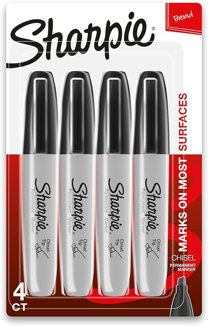 SHARPIE Permanent Markers, Chisel Tip, Black, 4 Count | Amazon (US)