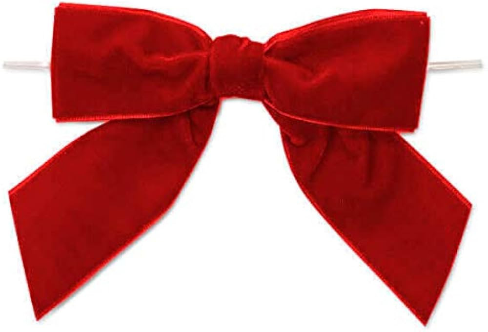 POSHNPRETTY Set of 12 Lush Velvet pre-tied bow 5" wide with twist ties - Choose Colors (Red) | Amazon (US)
