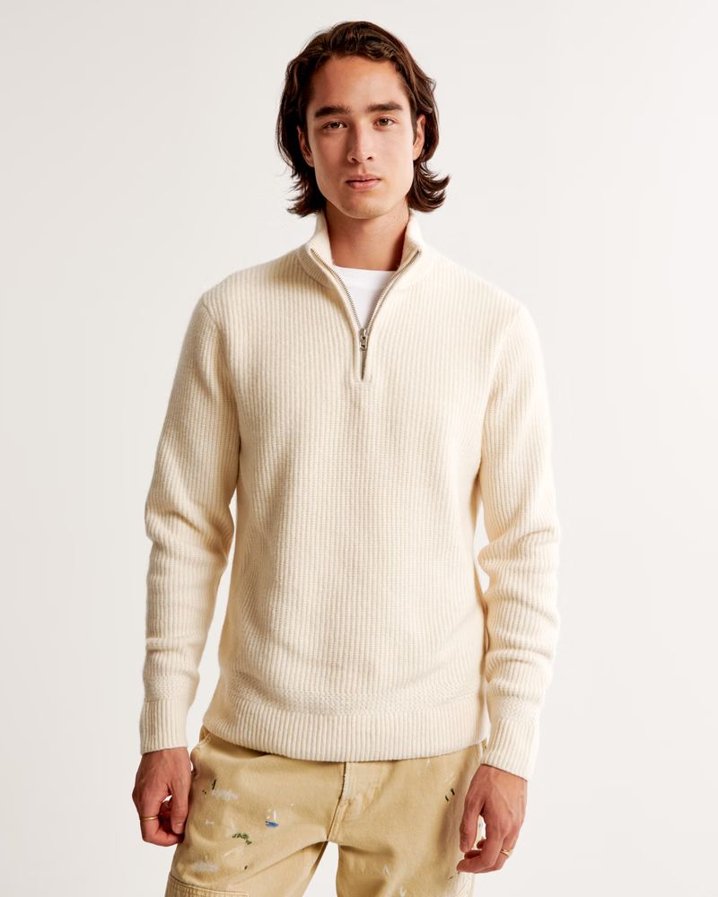 Men's Elevated Quarter-Zip Sweater | Men's Tops | Abercrombie.com | Abercrombie & Fitch (US)