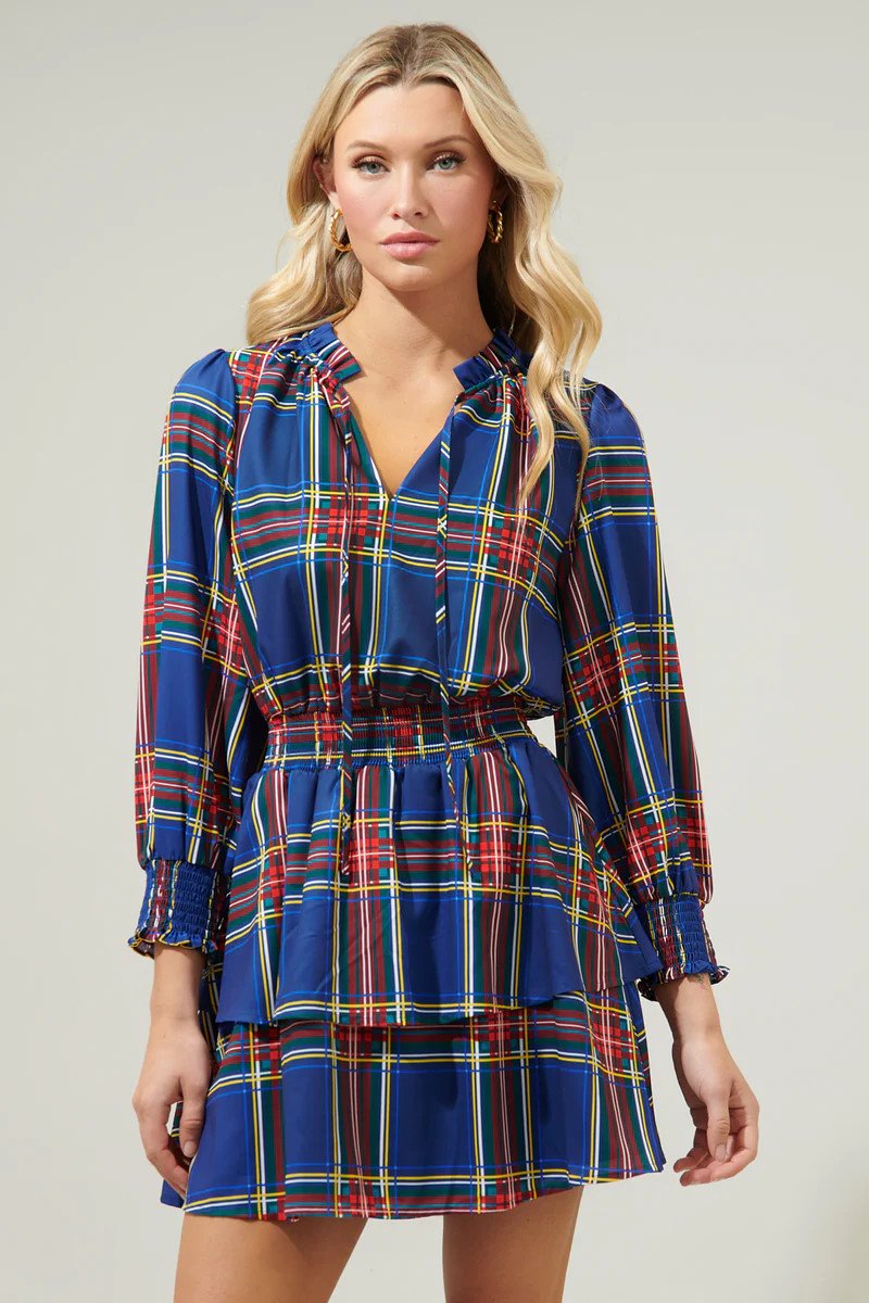 Lakeview Plaid Clifton Double Ruffle Dress | Sugarlips