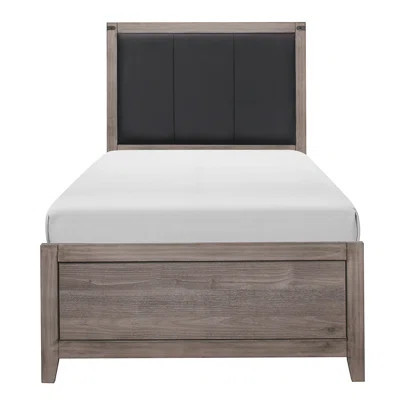 Panel Bed With Faux Leather Upholstered Headboard, Industrial Design For Bedroom, Combining Style And Comfort For A Relaxing Sleep Environment | Wayfair North America