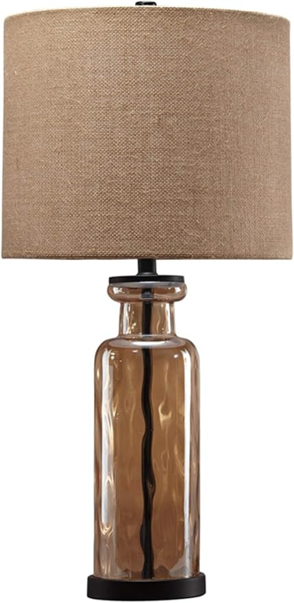 Signature Design by Ashley Laurentia 28.75" Modern Neutral Glass Table Lamp, Champagne | Amazon (US)