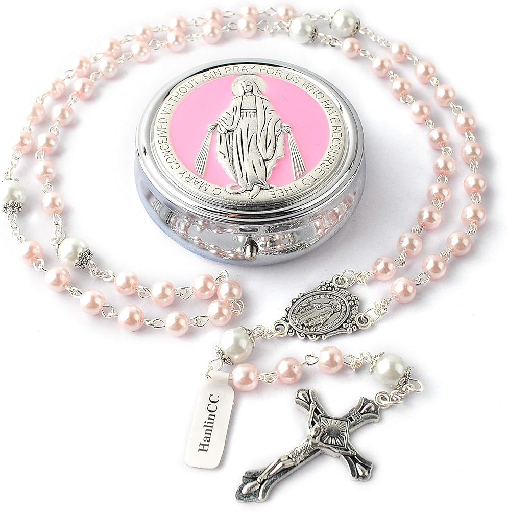 HanlinCC 6mm Glass Pearl Beads with 8mm Our Father Beads with Caps Rosary Pack in Miraculous Meta... | Amazon (US)