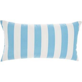 Mina Victory Striped Blue and White Rectangular Lumbar Pillow | Lowe's